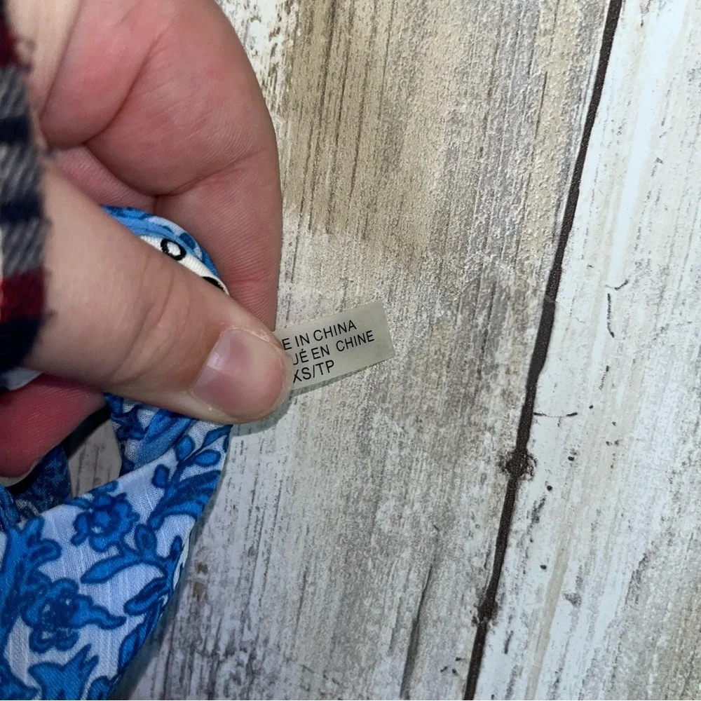 Alice & Olivia Maris Blue Floral Halter Top Tie Back Sleeveless Blouse XS - Picture 8 of 8